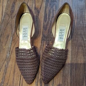 Nine West Brown Woven Flats